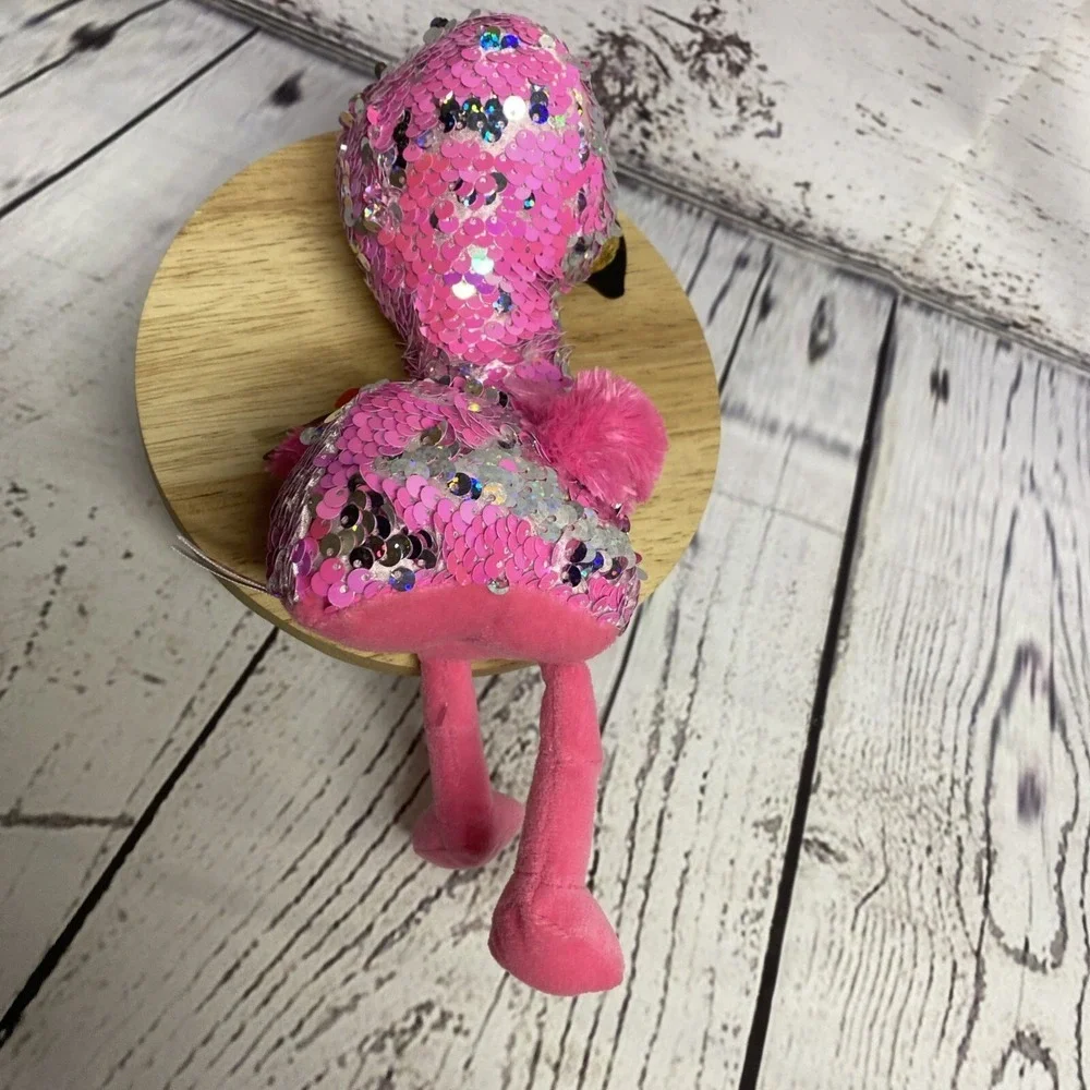 Ty Flippables Pinky the Pink and Silver Flamingo Color Changing Sequin Plush